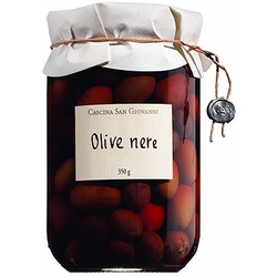 Schwarze Oliven mit Stein in Salzlake Cascina di San Giovanni Olive Nere in Salamoia Piemont